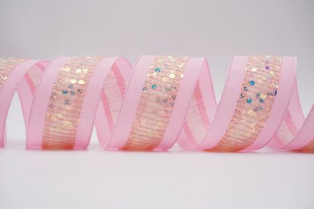 Κορδόνι με παγιέτες και γκλίτερ_KF6550GN-5_Ροζ